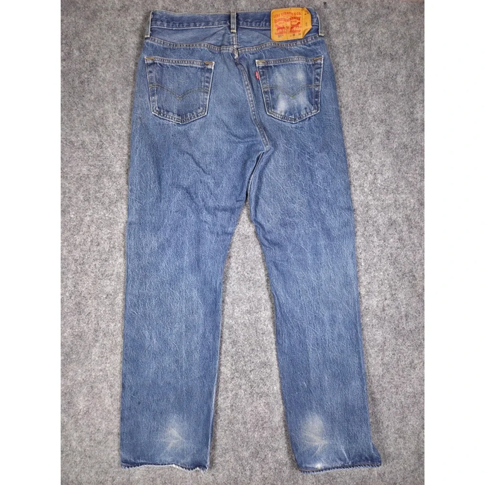 Levis 501 Original Fit Jeans Mens 36x36 Blue Medium Wash Straight Leg Button Fly